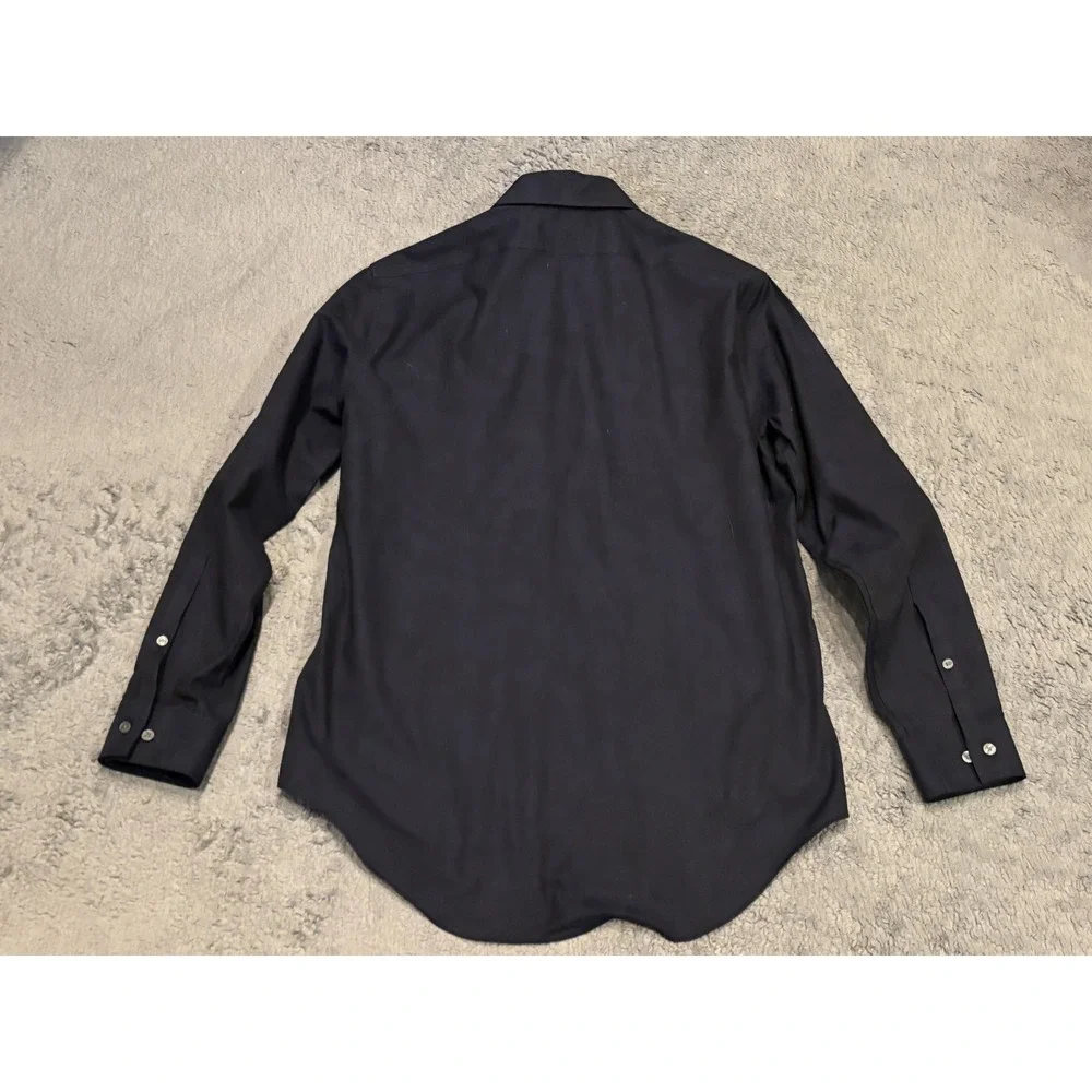 Calvin Klein Shirt Mens 15.5 32 Slim-Fit Performance Non-Iron Navy Blue Pattern